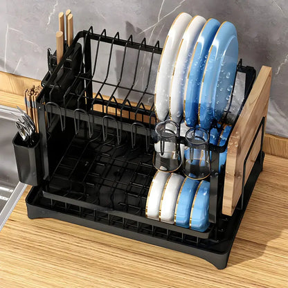 Dish rack 2 levels with drain - smart kitchen solution