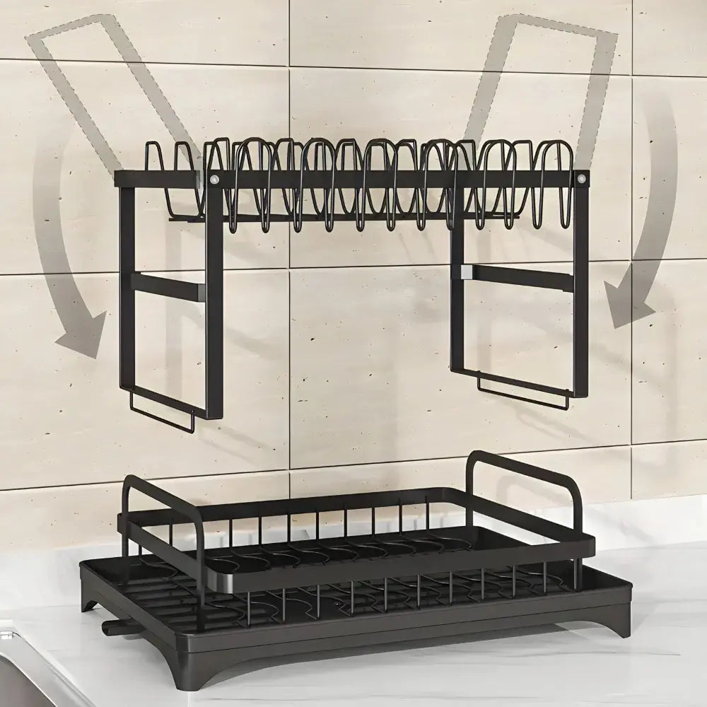Dish rack 2 levels with drain - smart kitchen solution