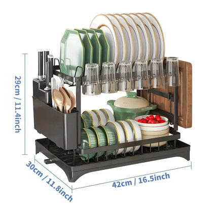 Dish rack 2 levels with drain - smart kitchen solution