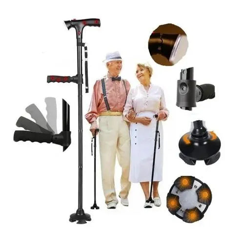 Anti-Fall Support Pole | With LED light, alarm, double handle & non-slip foot