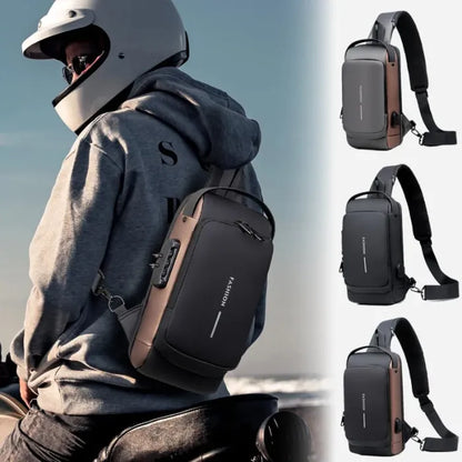 Anti-theft and waterproof shoulder strap bag with USB charging