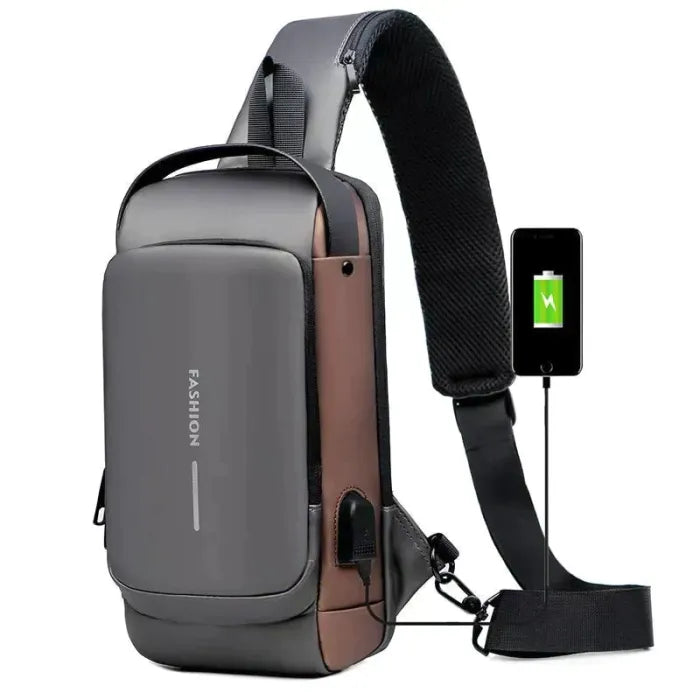 Anti-theft and waterproof shoulder strap bag with USB charging