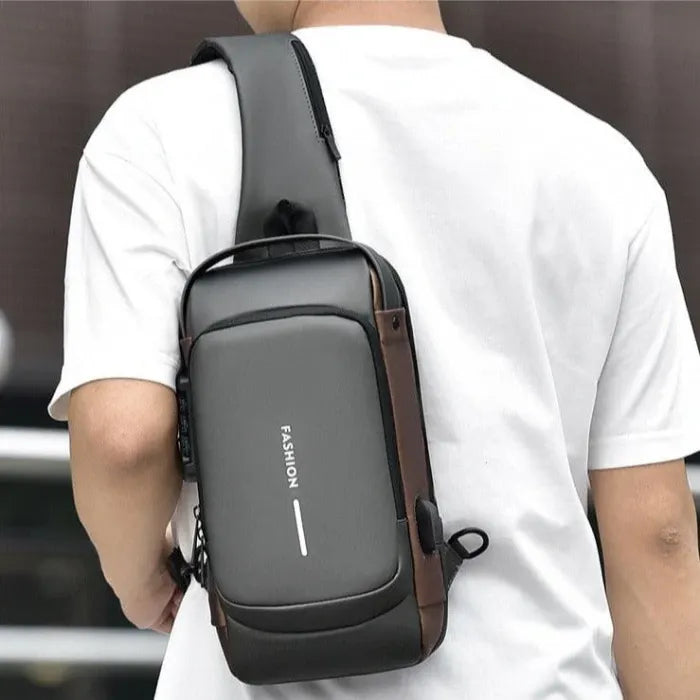 Anti-theft and waterproof shoulder strap bag with USB charging