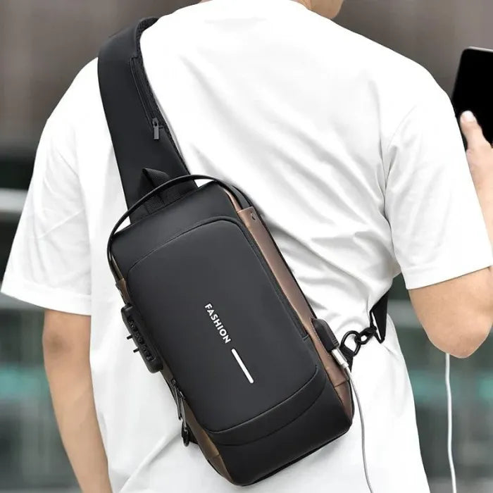 Anti-theft and waterproof shoulder strap bag with USB charging