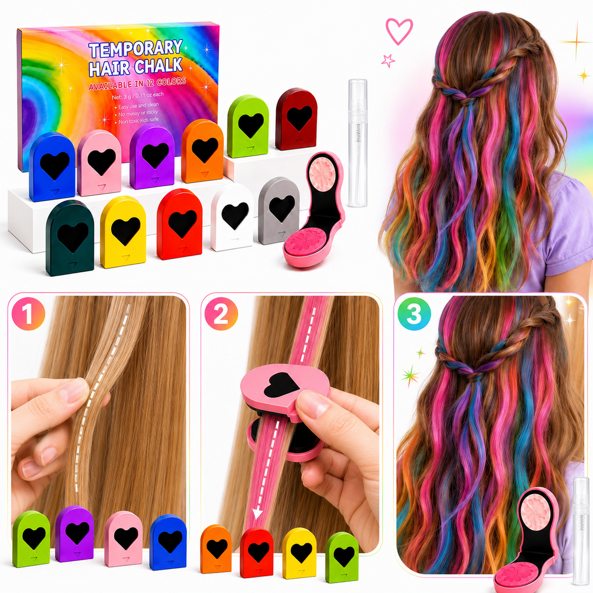 Temporary hair color in 12 shades - – for parties, festivals and creative styling