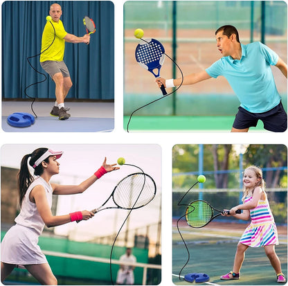 Portable tennis trainer with rebound ball