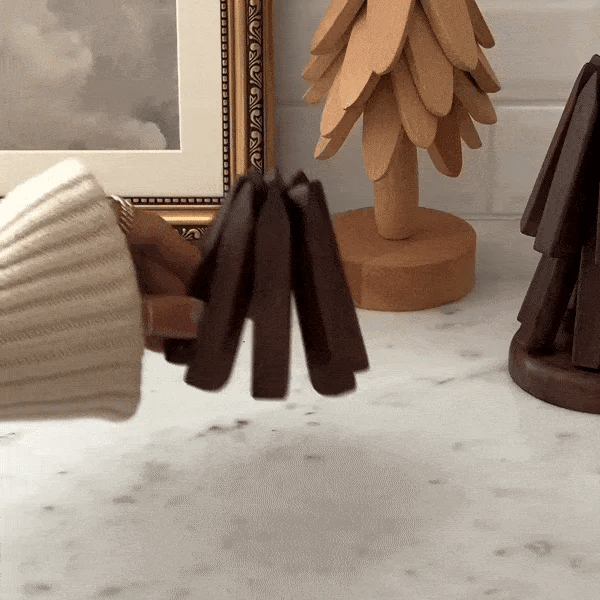 Scandinavian Walnut Set – Wooden Coasters with Stand (3-pack)