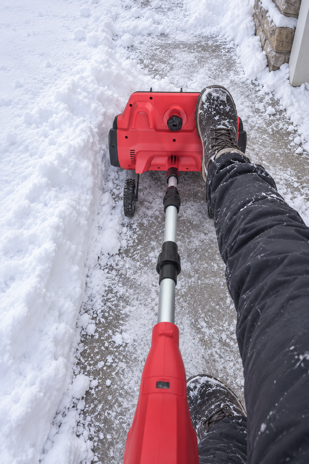 Närbild på snöskovelns snöintag