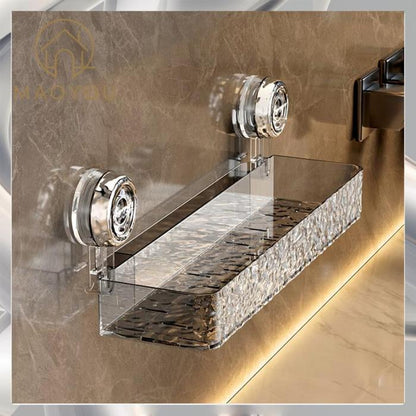Bathroom corner shelf with suction cups