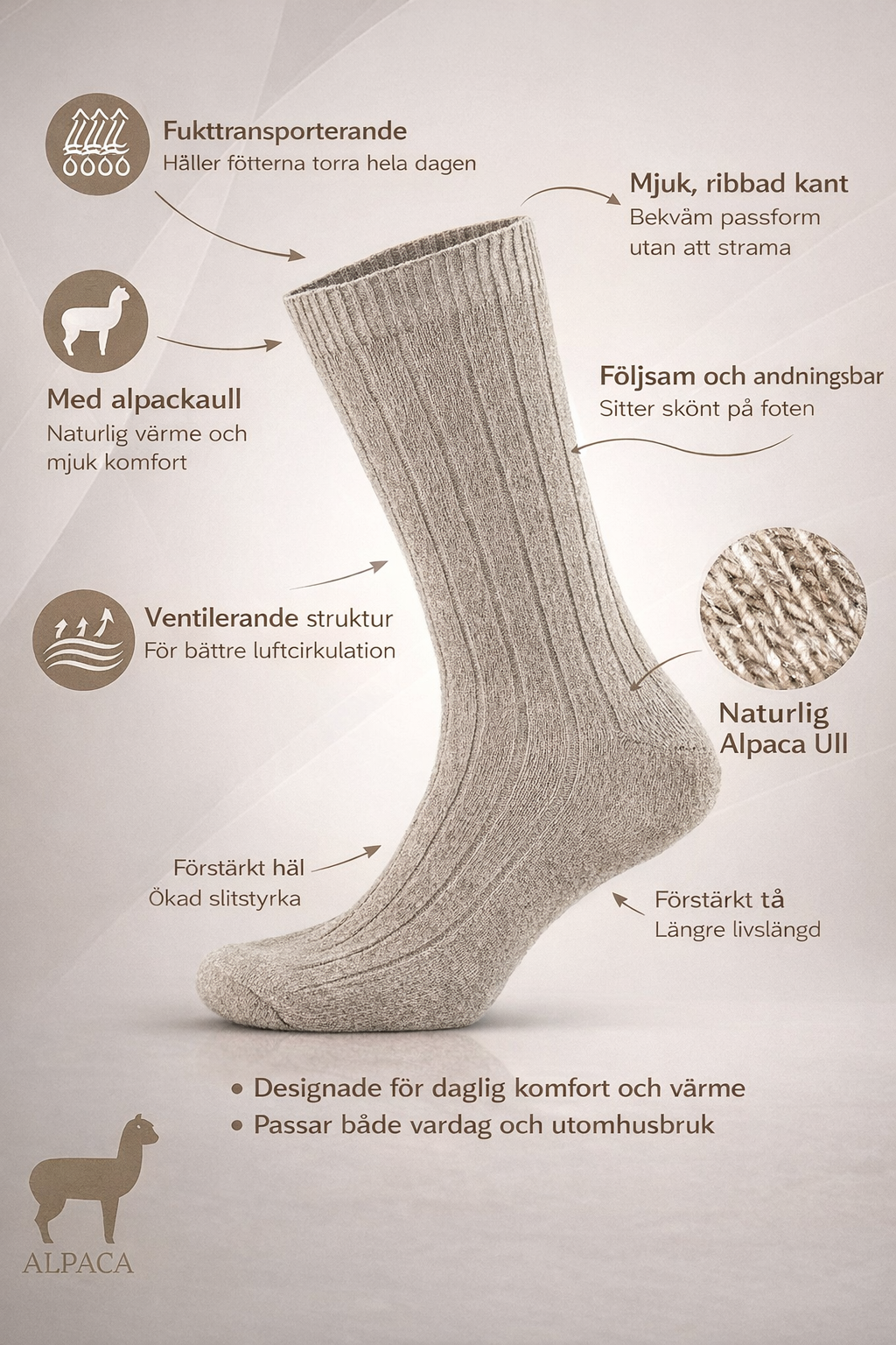 Alpaca Wool Socks - natural warmth for cold feet